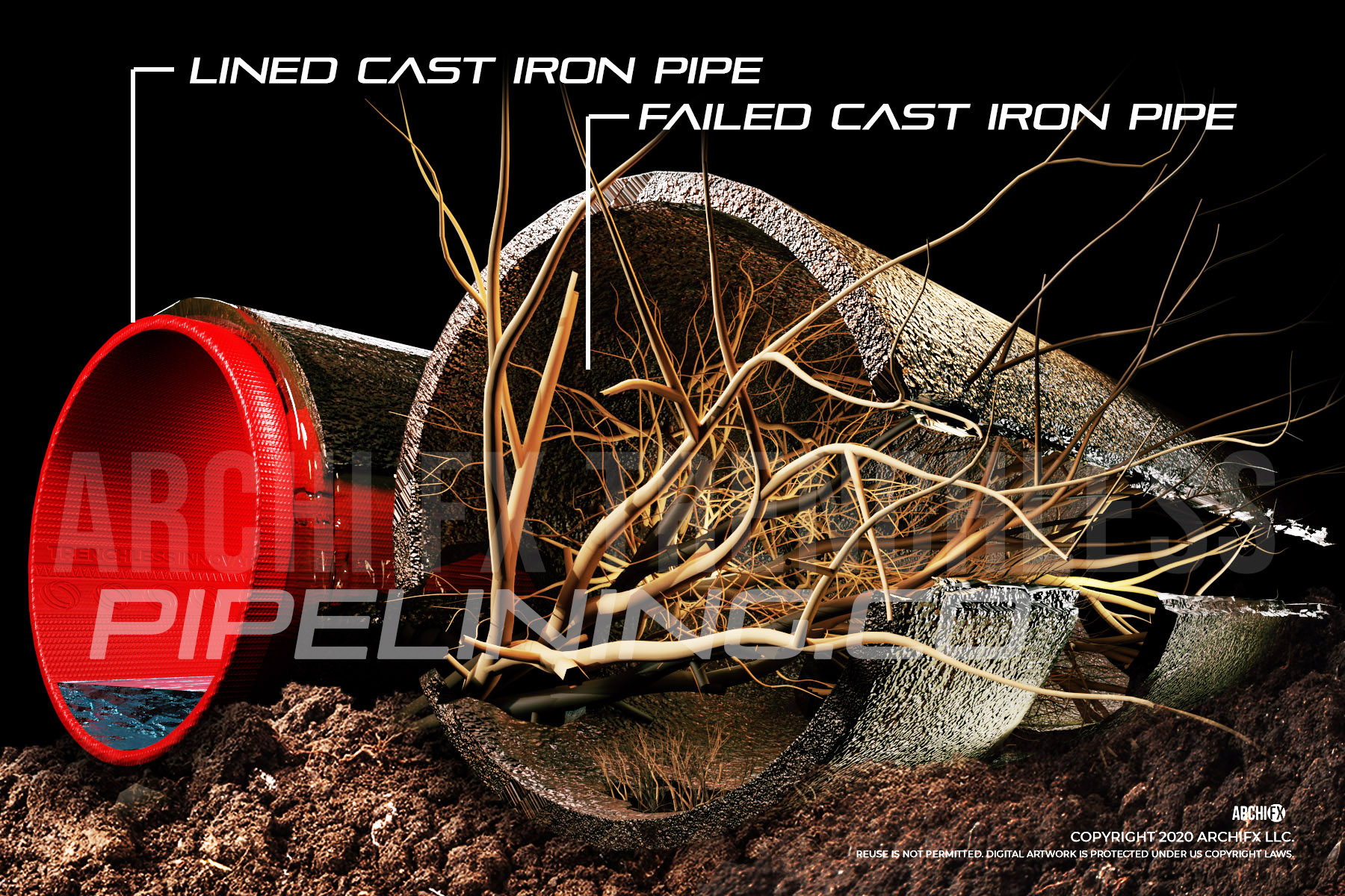 failed-cast-iron-pipe-with-lined-cipp-pipe-next-to-it