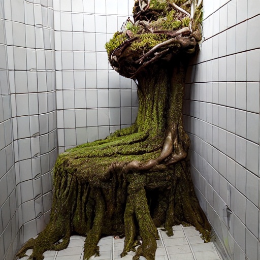 toilet made entirely out of roots