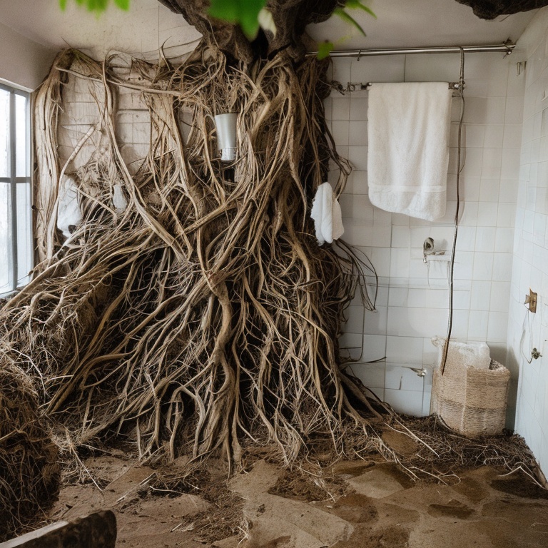 tree roots destroying a bathroom